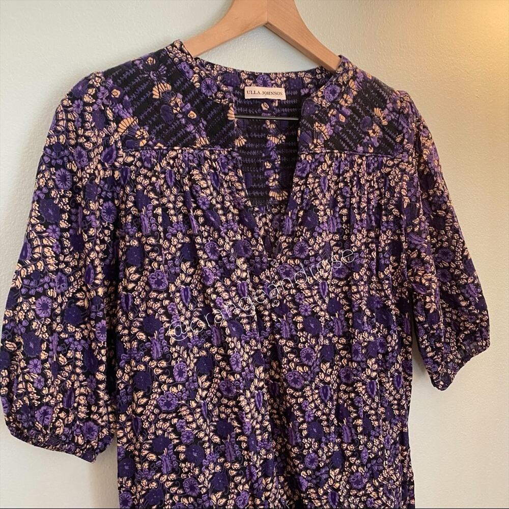 Ulla Johnson Purple Black Cotton Quilted Mini Dress 2 - Picture 10 of 16